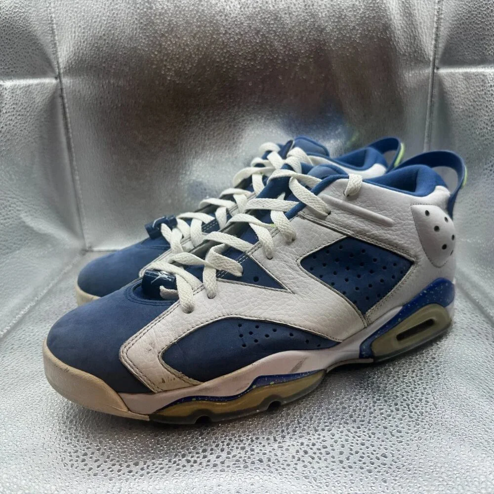 Size‎ 10 Jordan 6 Low Ghost Mens White Blue Lace-Up Athletic Shoes 304401-106